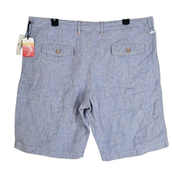 Tommy Bahama Pure Linen Shorts Mens 42 Bluestone Hickory Stripe Wide Leg NWT - Picture 4 of 13